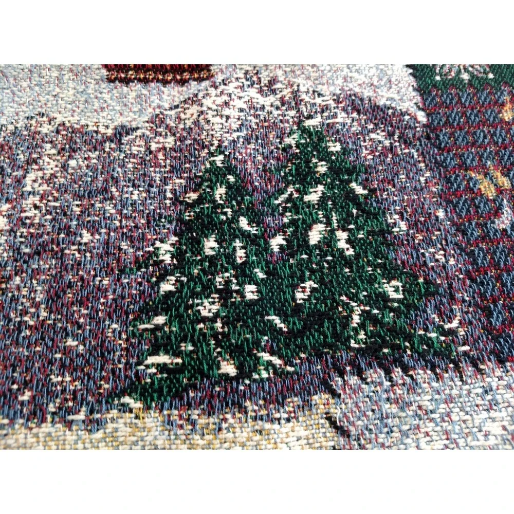 Goodwin Weavers Tapestry Throw Blanket Christmas 100% Cotton Plaid Green Red USA